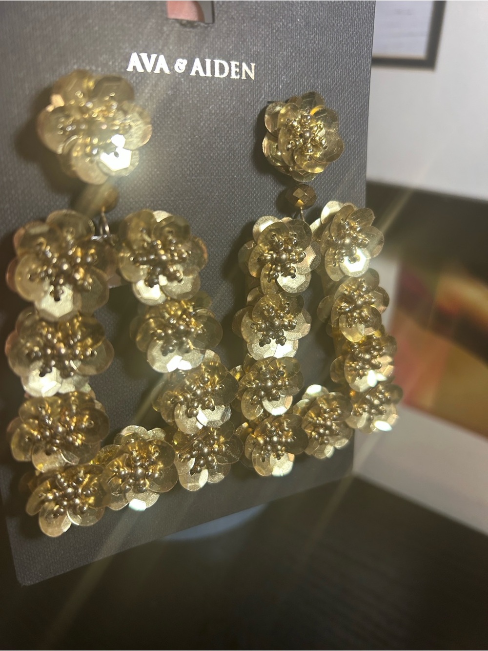 Ava & Aiden Gold Floral Dangle Earrings